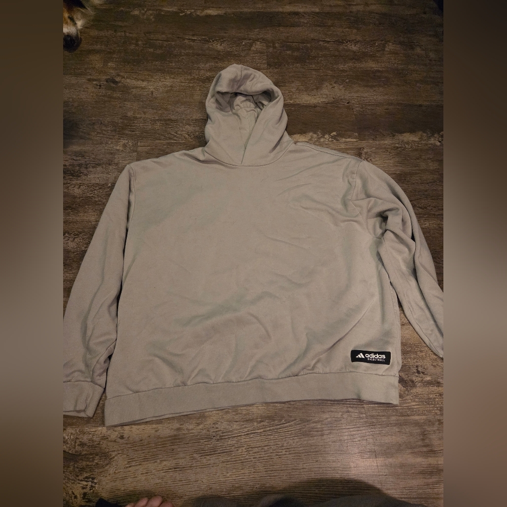 Adidas men's basketball pullover hooded sweatshirt grey size 2XL